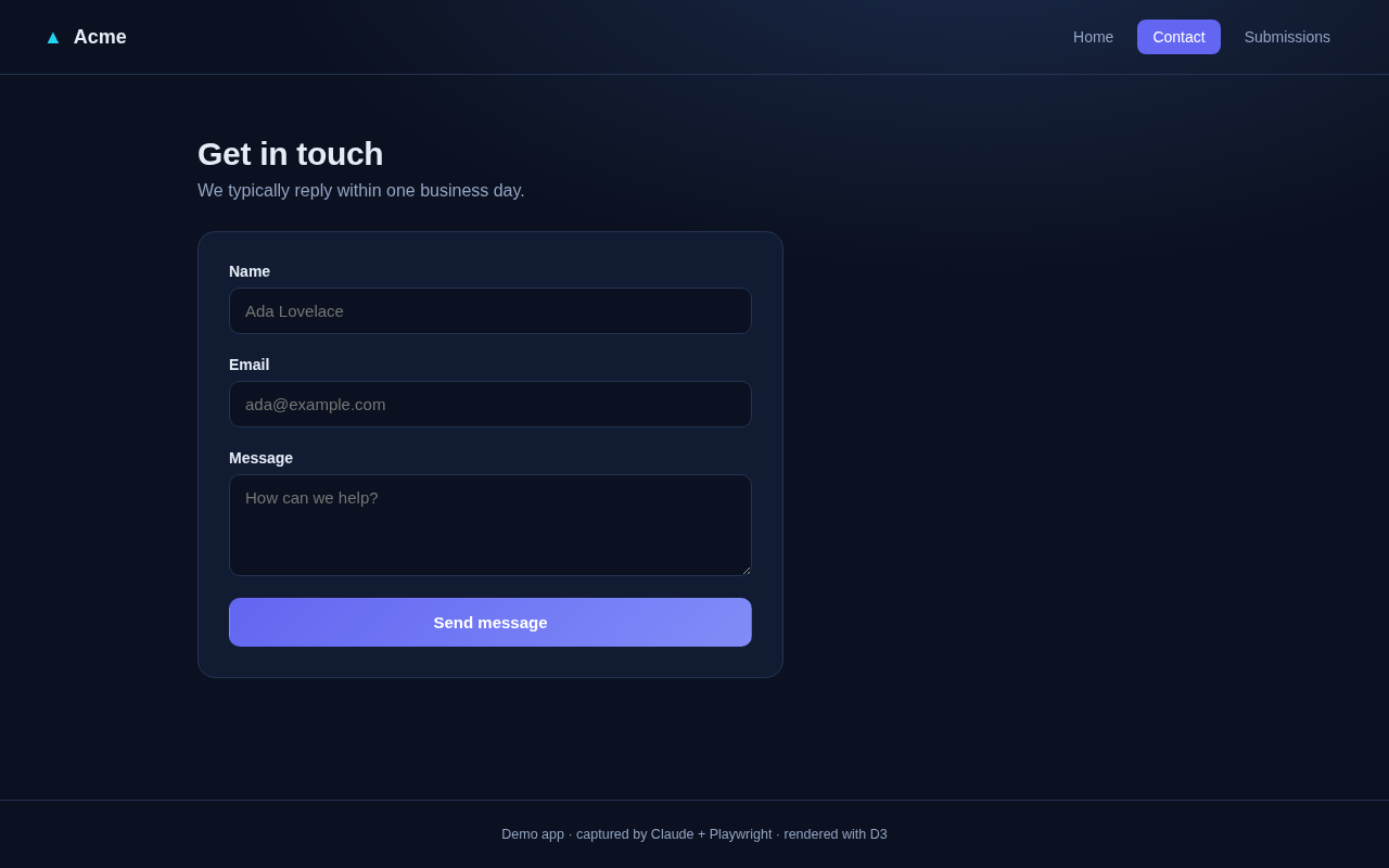 Contact form opened